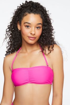 Women's Ruched Bandeau Bikini Top Shocking Pink