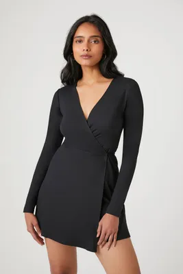 NEW EXPRESS Body Contour Long Sleeve Cutout Mini Dress, Black, Small