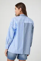 Women's Reworked Poplin Striped Shirt in Blue Small