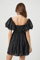 Women's Sweetheart Chiffon Mini Dress in Black Large