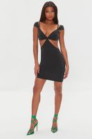 Women's Cutout O-Ring Bodycon Mini Dress in Black Large