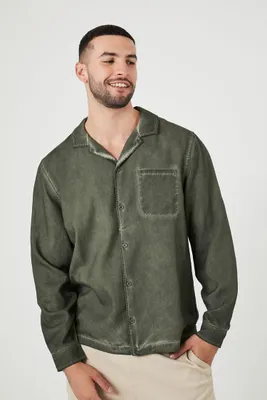 Men Lyocell Mineral Wash Shirt in Olive, XXL