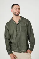 Men Lyocell Mineral Wash Shirt in Olive Medium