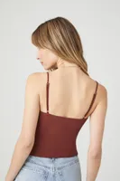 Women's Asymmetrical Ribbed Knit Cami in Cappuccino Small