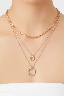 Women's Layered Hoop Pendant Necklace in Gold