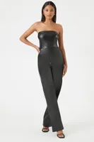 Women's Faux Leather Tube Jumpsuit in Black Small