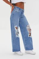 Women's Wide-Leg Distressed Jeans in Medium Denim, 31