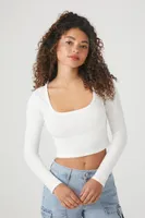 Women's Ribbed Knit Crop Top in White, XL