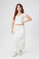 Women's Twill High-Rise Maxi Skirt in Ivory Medium