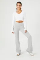 Women's Active Seamless Long-Sleeve Crop Top in White Small