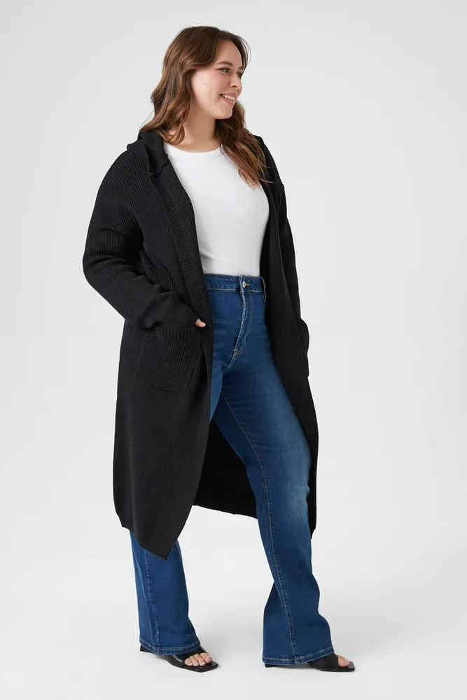 Women's Duster Cardigan Sweater in Black, 2X