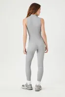 Women's Seamless Zip-Up Jumpsuit in Heather Grey Large