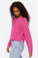 Women's Ribbed Button-Front Sweater in Azalea Small