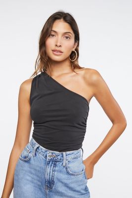 Women's Ruched One-Shoulder Crop Top Medium