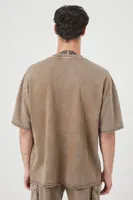 Men Mineral Wash Crew T-Shirt in Deep Taupe, XXL