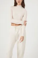 Women's Seamless Half-Zip Crop Top in Birch Medium