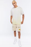 Men Gradient Wash Cotton T-Shirt in White/Yellow Large