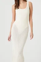 Women's Sheer Bodycon Midi Sweater Dress in Vanilla Small