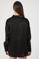 Women's Glitter High-Low Shirt in Black, XS