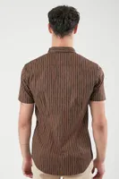 Men Striped Curved-Hem Shirt