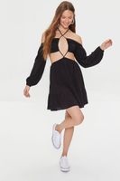 Women's Cutout Strappy Halter Mini Dress Black