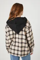 Women's Plaid Combo Flannel Shirt in Tan Small