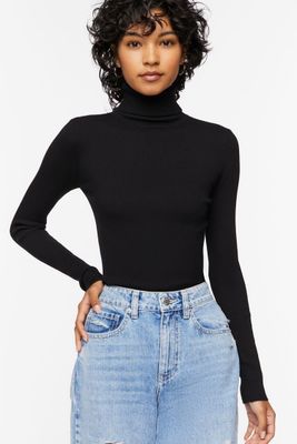 Women's Ribbed Turtleneck Sweater-Knit Top