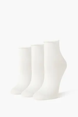 Cotton-Blend Ankle Socks Set - 3 pack in White