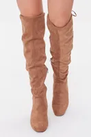 Women's Faux Suede Knee-High Boots in Tan, 9