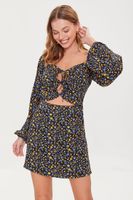 Women's Floral Print Mini Dress in Black Small