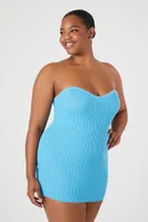 Women's Bodycon Tube Mini Dress in Sky Blue, 3X