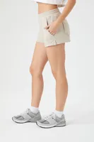 Women's French Terry Mid-Rise Shorts in Khaki Medium