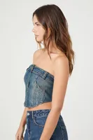 Women's Reworked Denim Tube Top Medium