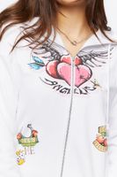 Women's Angelic Graphic Zip-Up Hoodie in White, XL