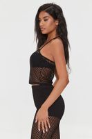 Women's Sheer Mesh Cropped Cami in Black Small