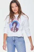 Women's Hendrix Graphic Raw-Cut T-Shirt in White, M/L