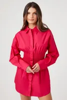 Women's Poplin Mini Shirt Dress in Watermelon, XS