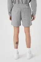 Men Ribbed Knit Heathered Drawstring Sweatshorts in Heather Grey Small