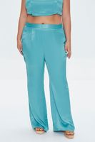 Women's Satin Wide-Leg Pants in Juniper, 0X