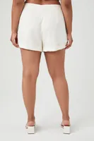 Women's Linen-Blend Shorts in White, 1X