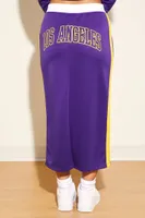 Women's Los Angeles Lakers Midi Skirt in Purple Small