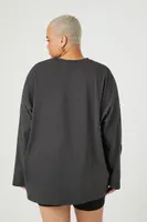 Women's Oversized Long-Sleeve Top in Black, Size 0X