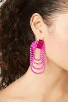 Women's Rhinestone Chain Loop Earrings in Pink