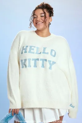 Women's Hello Kitty Embroidered Sweater in Vanilla, 1X