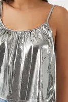 Women's Metallic Relaxed-Fit Cami in Silver Medium