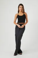 Women's Compact Ribbed Knit Halter Cami in Black Medium