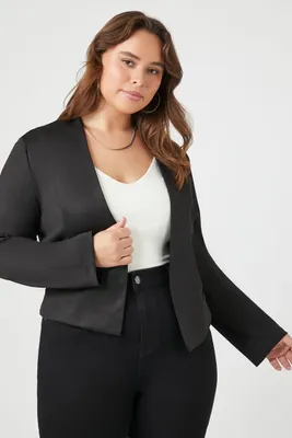 Women's Mesh Cropped Blazer in Black, 2X