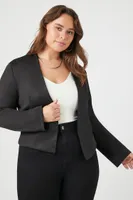 Women's Mesh Cropped Blazer in Black, 2X