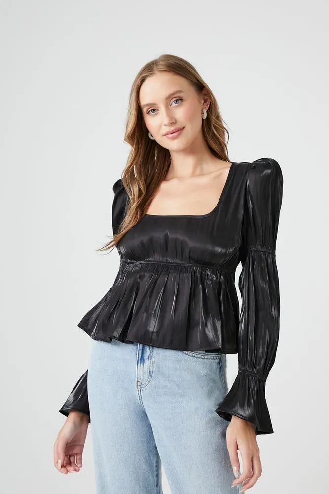 Women's Square-Neck Tiered-Sleeve Top