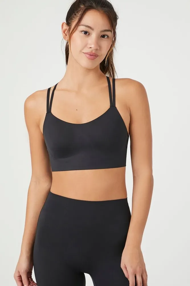 Women's Strappy Crisscross Sports Bra in Black Small